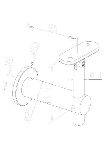 Adjustable Handrail Brackets - Model 0435 - Flat CAD Drawing
